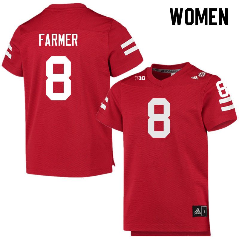 Women #8 Myles Farmer Nebraska Cornhuskers College Football Jerseys Sale-Scarlet - Click Image to Close